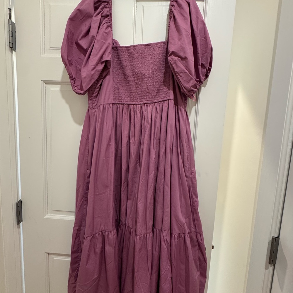 Abercrombie & Fitch Lilac Puff Sleeve Midi Dress - Picture 5 of 5
